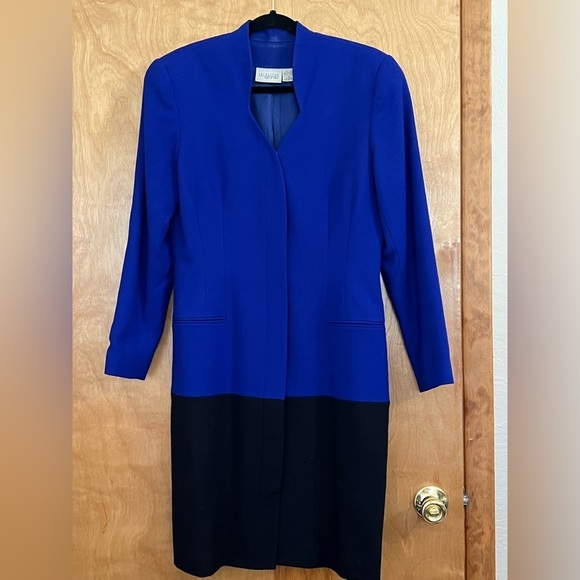 Nordstrom Colorblock Wool Coat Dress 12 - Picture 2 of 5